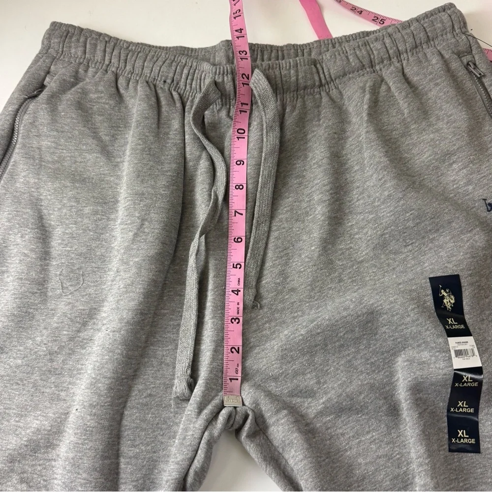 US Polo Assn Fleece Jogger Pants Mens XL Heather Grey Sweatpants Pockets NWT